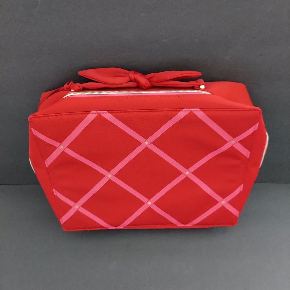 Estee Lauder Red Cosmetic Makeup Bag Train Case [10" x 13"]